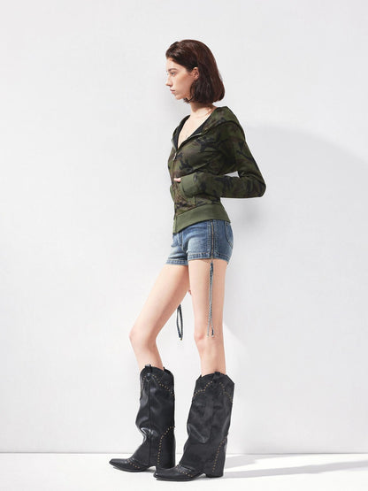kvkv Mesh Camo Zip Up Hoodie