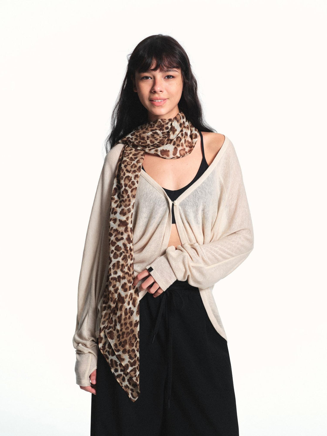 kvkv Milky Apricot Textured Sheer Two Way Loose Women&