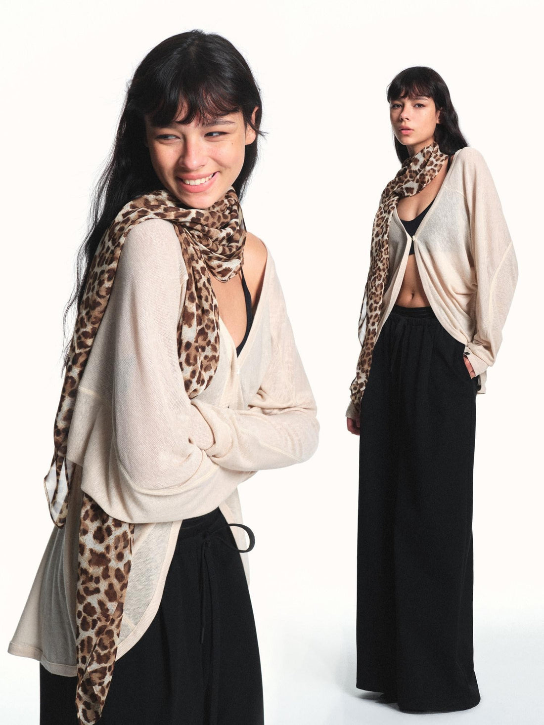 kvkv Milky Apricot Textured Sheer Two Way Loose Women&