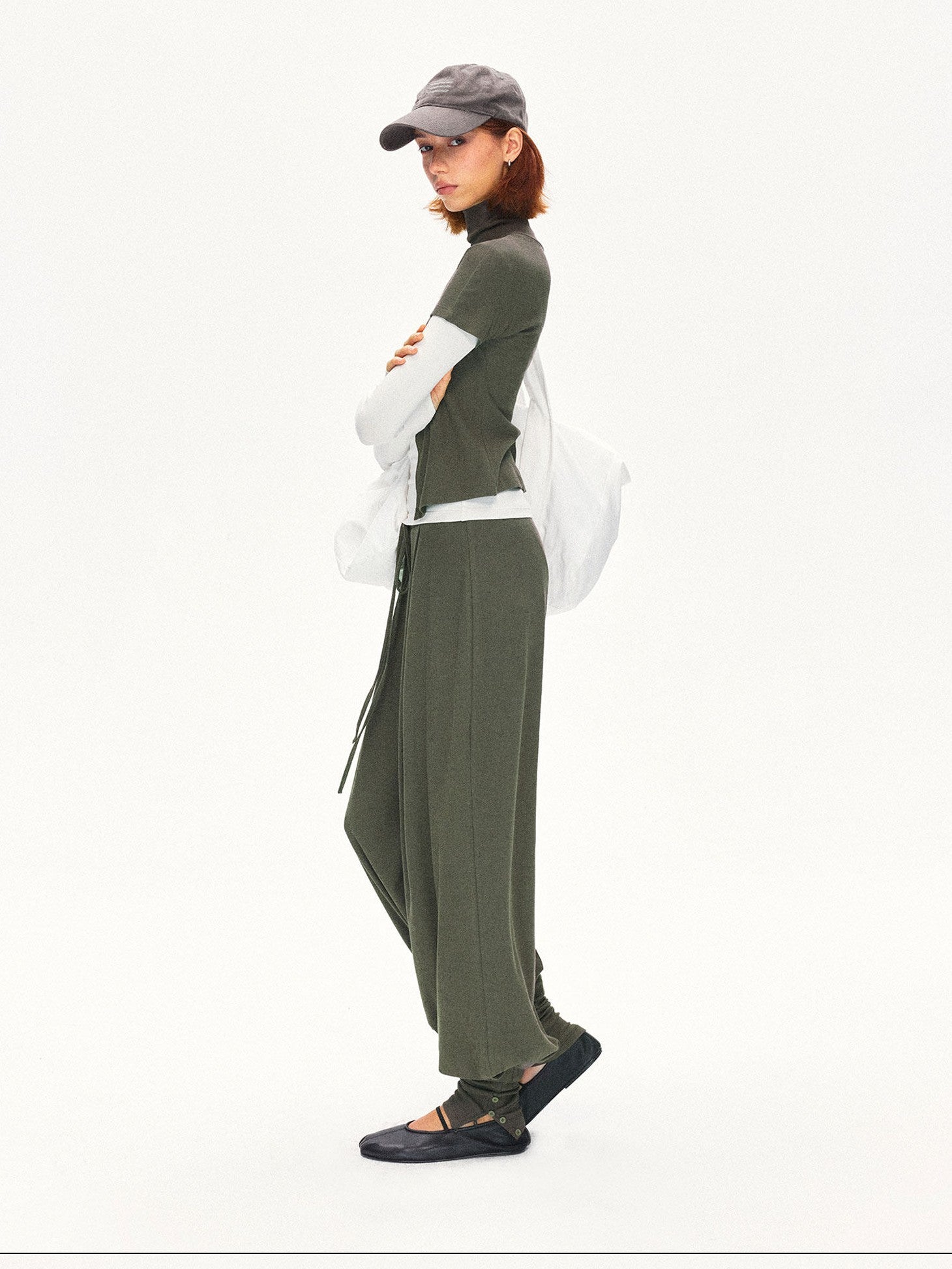 kvkv Mist Green Breathable Pleated Detachable Sock Cuff Women&