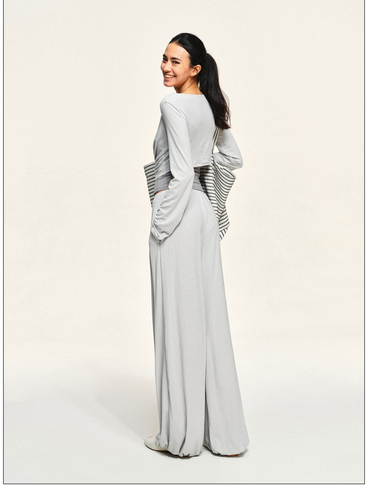 kvkv Mist Silver Grey Modal Cowl Neck Two Piece Women&
