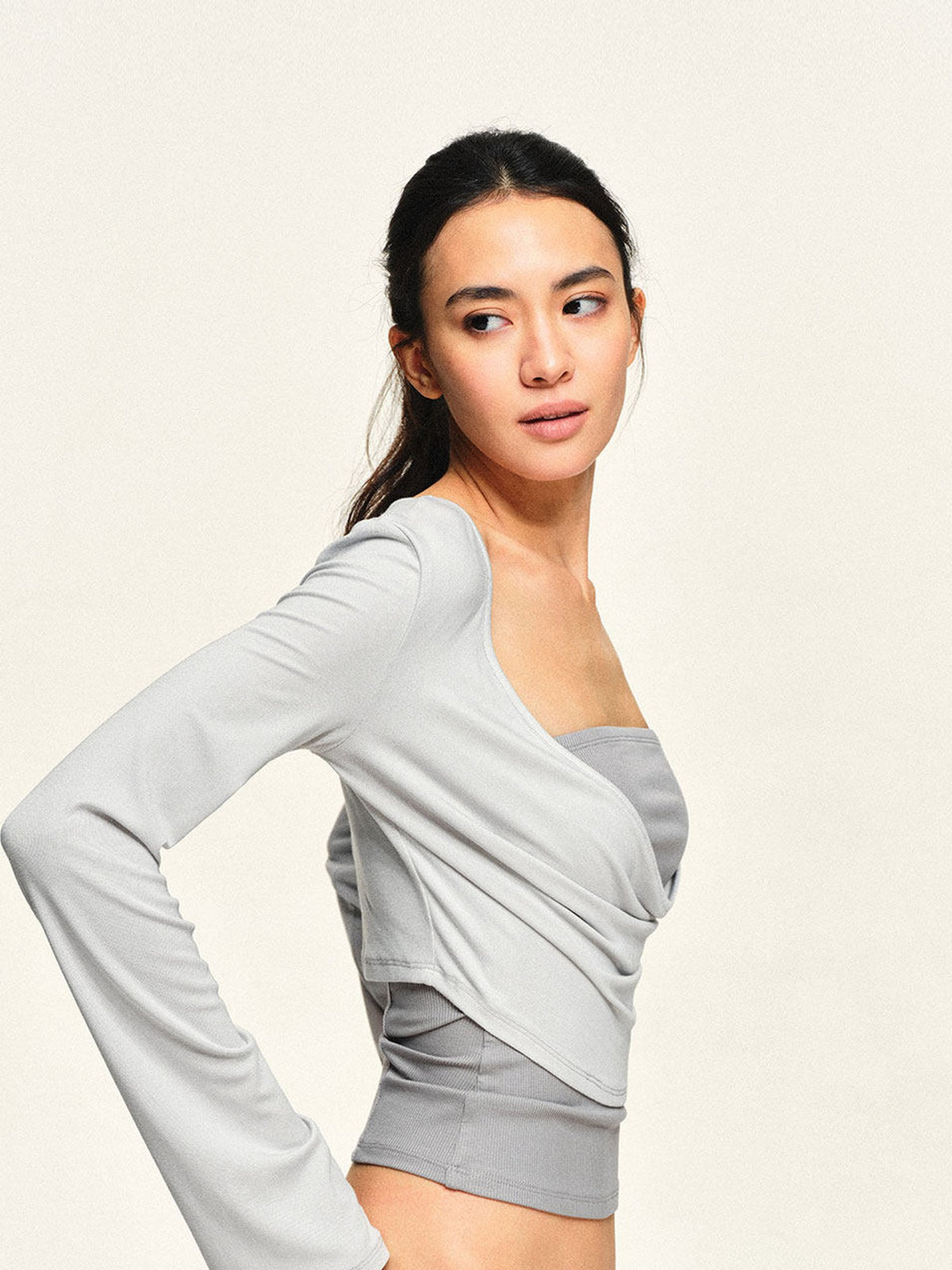 kvkv Mist Silver Grey Modal Cowl Neck Two Piece Women&