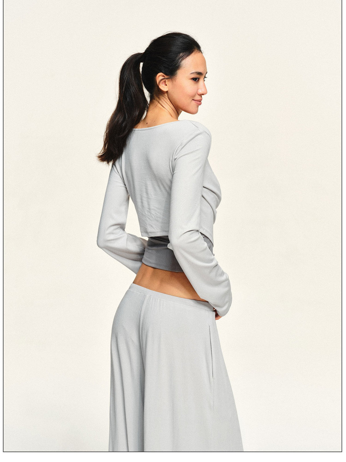 kvkv Mist Silver Grey Modal Cowl Neck Two Piece Women&