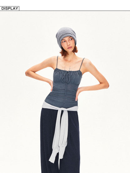 kvkv Navy Breathable Pleated Elastic Waist Women&