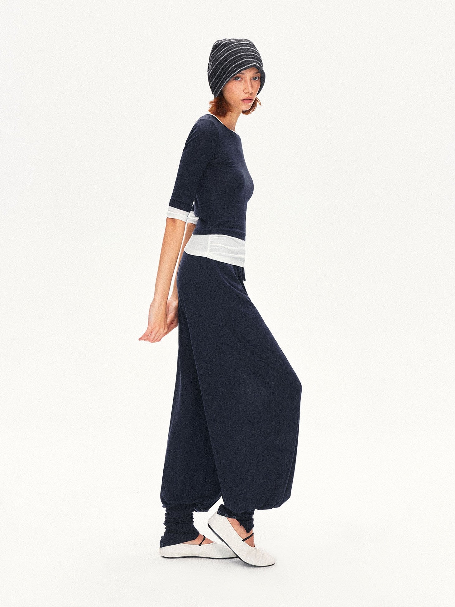 kvkv Navy Breathable Pleated Elastic Waist Women&
