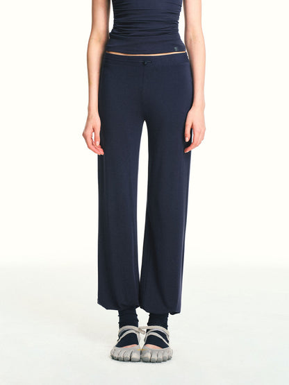 kvkv Navy Drawstring Mid Low Waist Detachable Stirrup Cuff Women&