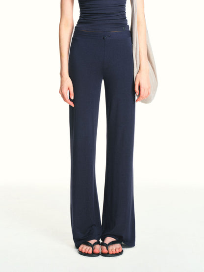 kvkv Navy Drawstring Mid Low Waist Detachable Stirrup Cuff Women&
