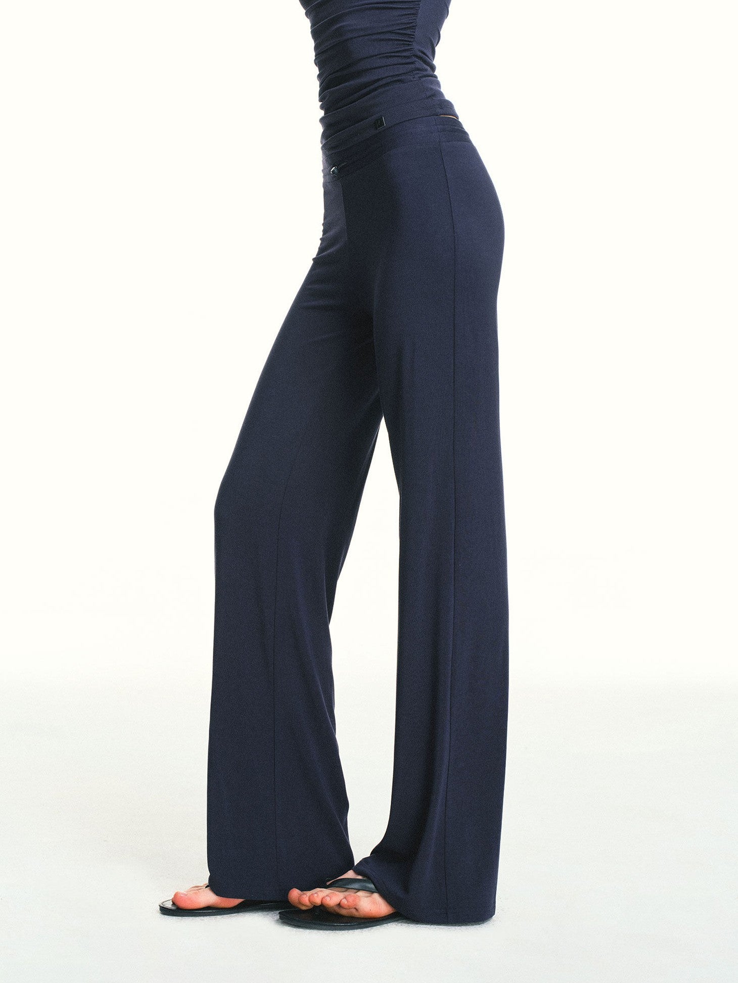 kvkv Navy Drawstring Mid Low Waist Detachable Stirrup Cuff Women&