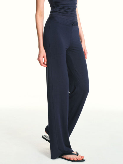 kvkv Navy Drawstring Mid Low Waist Detachable Stirrup Cuff Women&