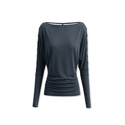 kvkv_Navy_One_Shoulder_Asymmetric_Open_Back_Buttoned_Loose_Women&