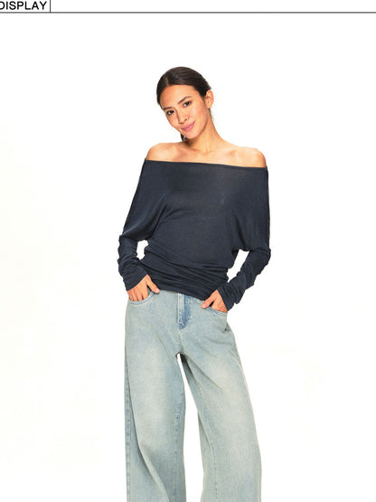 kvkv Navy One Shoulder Asymmetric Open Back Buttoned Loose Women&