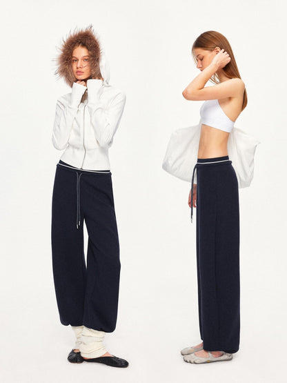 kvkv Navy Patchwork Drawstring Double Waistband Straight Women&