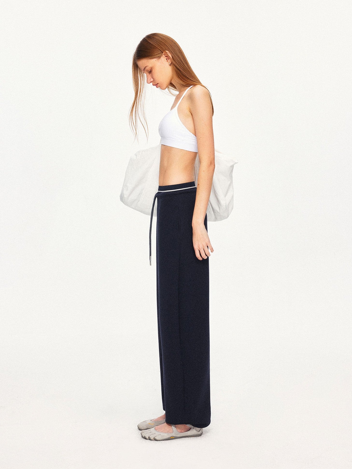 kvkv Navy Patchwork Drawstring Double Waistband Straight Women&