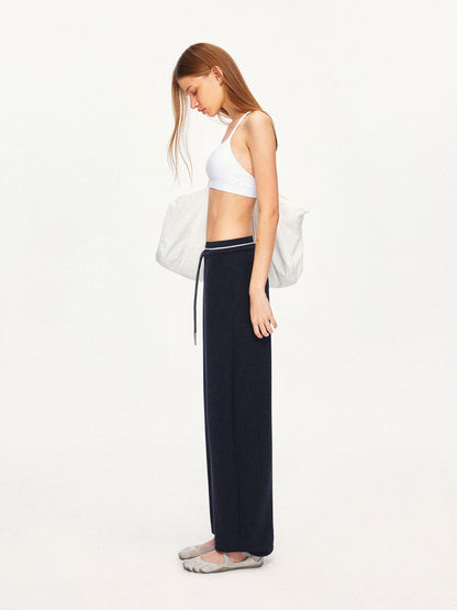 kvkv Navy Patchwork Drawstring Double Waistband Straight Women&
