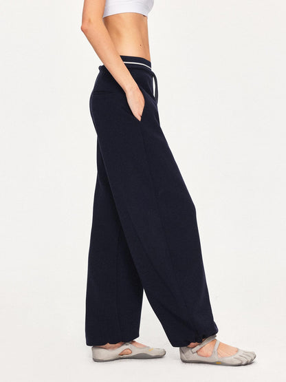 kvkv Navy Patchwork Drawstring Double Waistband Straight Women&