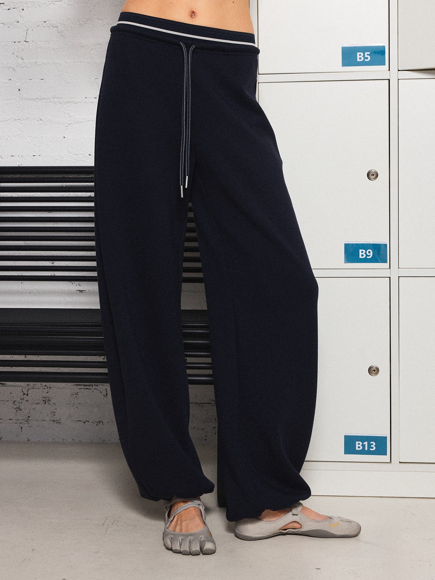 kvkv Navy Patchwork Drawstring Double Waistband Straight Women&