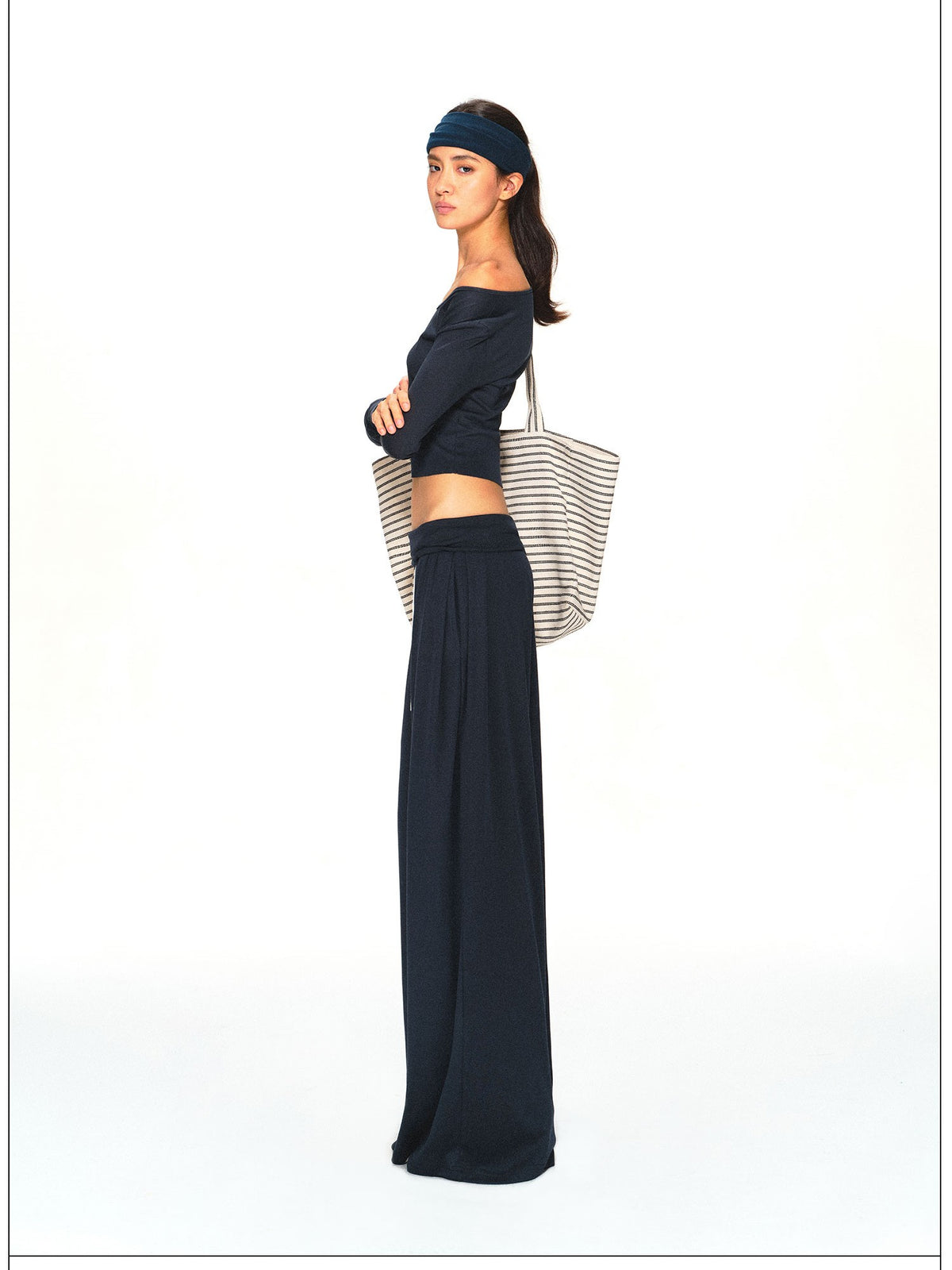 kvkv Navy Relaxed Straight Wide Waist Women&