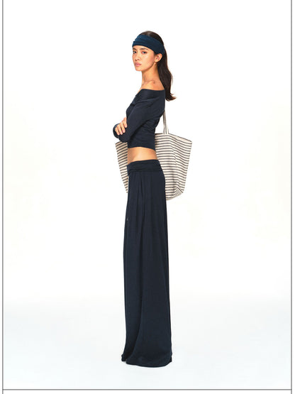kvkv Navy Relaxed Straight Wide Waist Women&