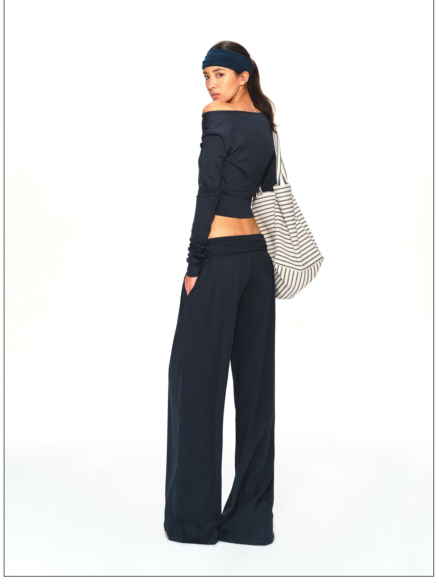 kvkv Navy Relaxed Straight Wide Waist Women&