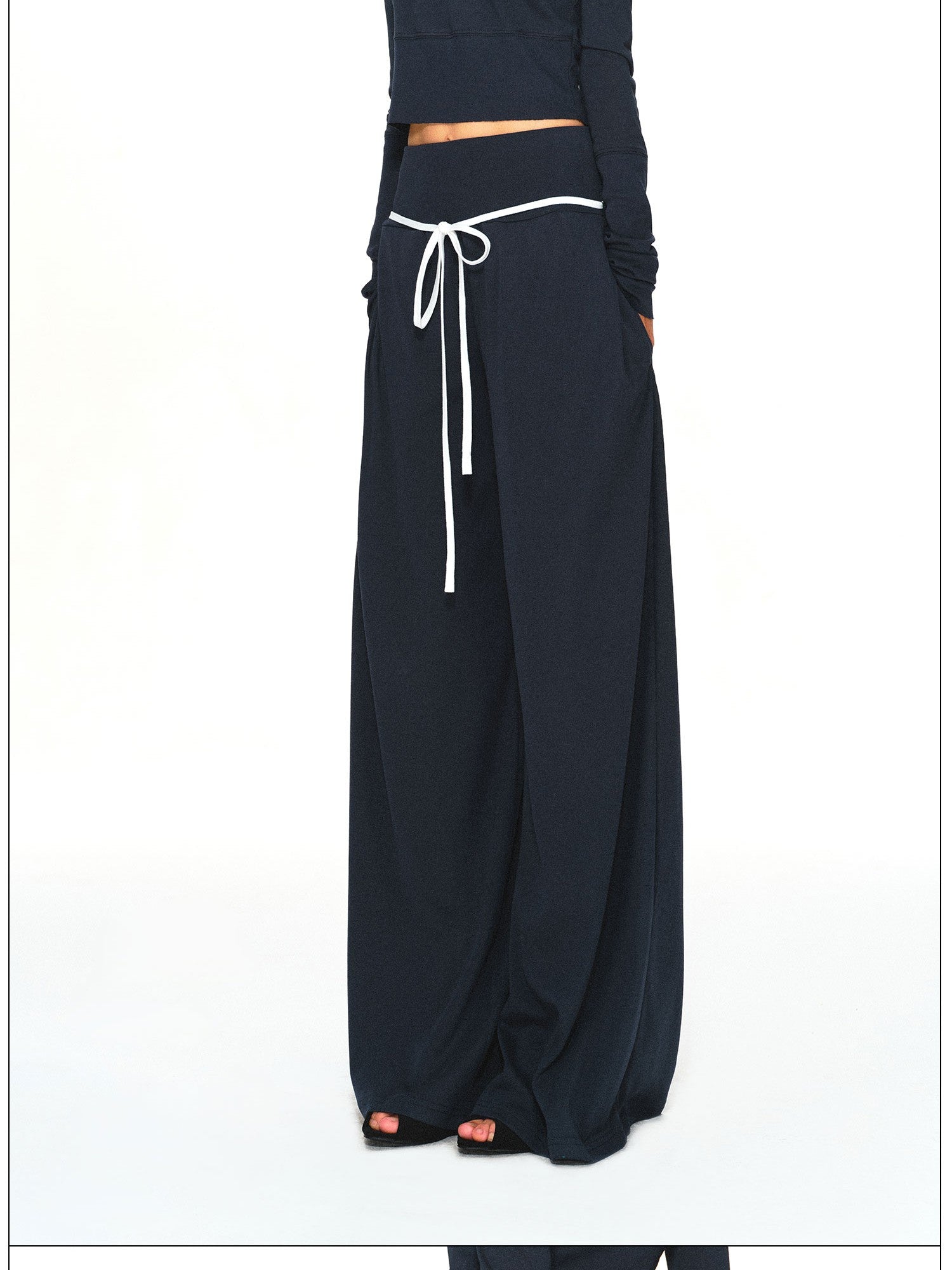 kvkv Navy Relaxed Straight Wide Waist Women&