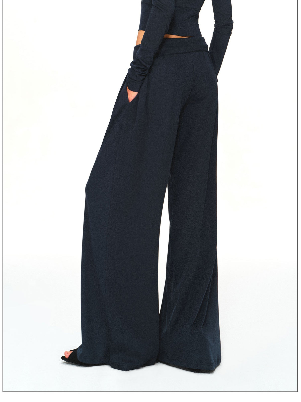kvkv Navy Relaxed Straight Wide Waist Women&