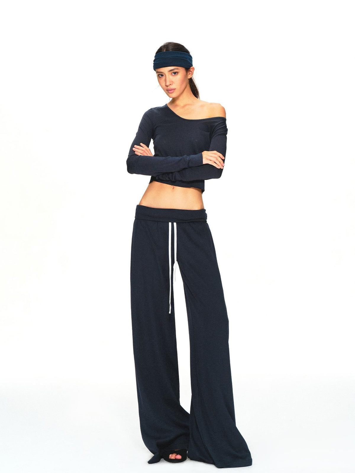 kvkv Navy Relaxed Straight Wide Waist Women&