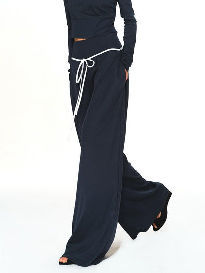 kvkv Navy Relaxed Straight Wide Waist Women&