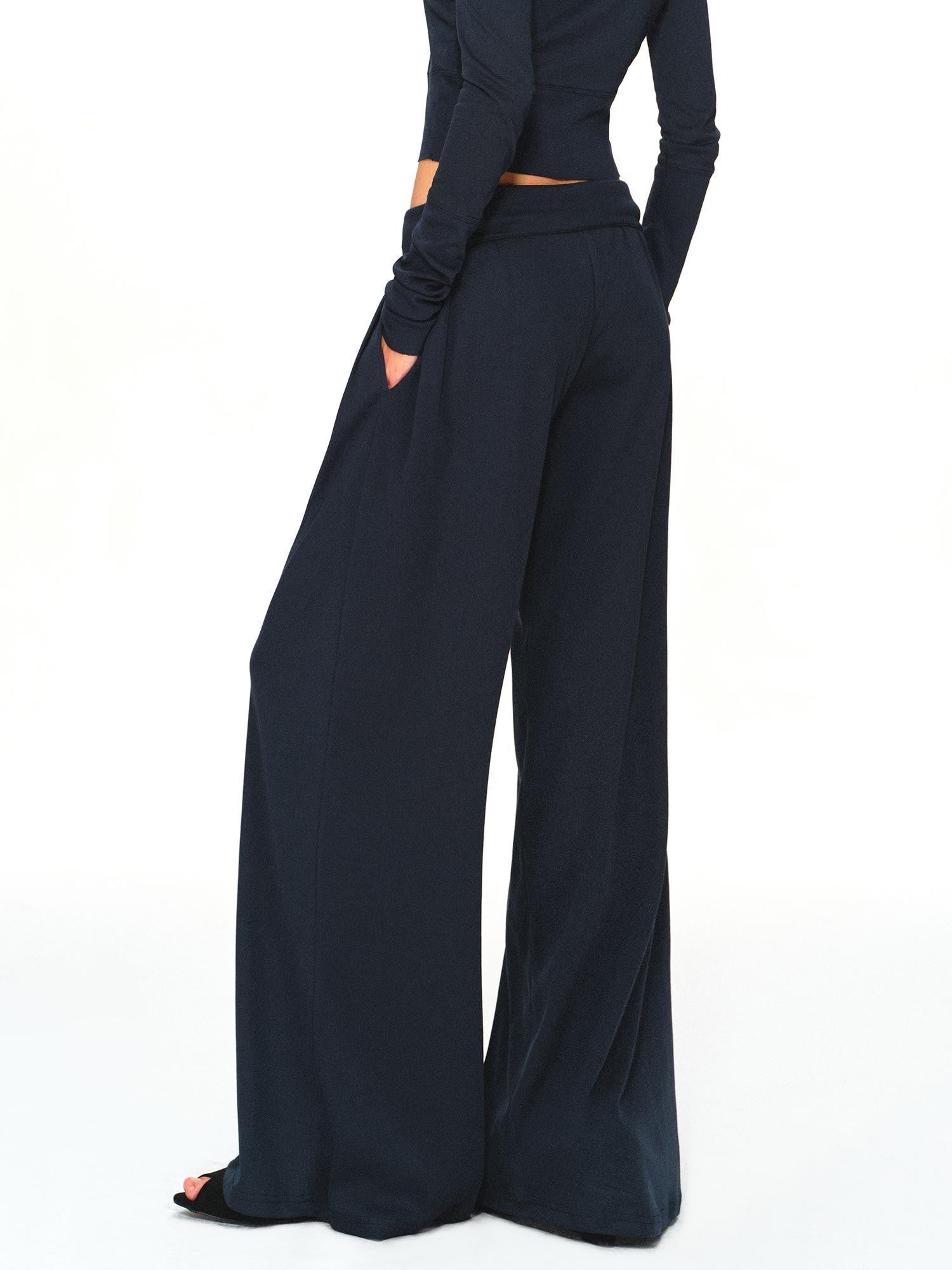 kvkv Navy Relaxed Straight Wide Waist Women&