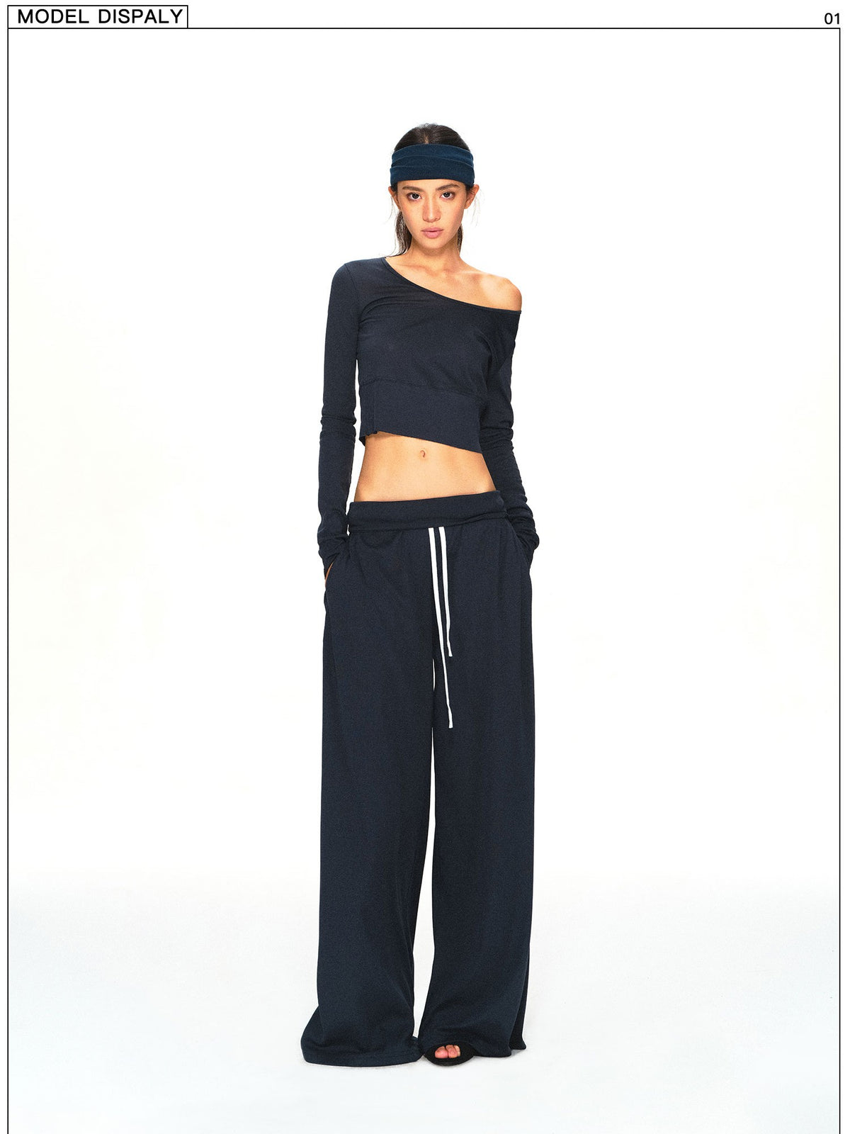 kvkv Navy Relaxed Straight Wide Waist Women&