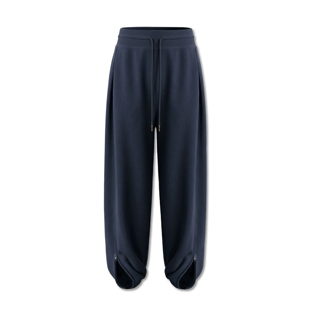 kvkv_Navy_Wide_Waist_Drawstring_Zip_Cuff_Cocoon_Stretch_Women&