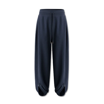 kvkv_Navy_Wide_Waist_Drawstring_Zip_Cuff_Cocoon_Stretch_Women&