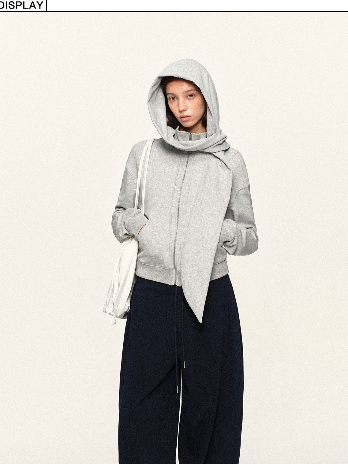 kvkv Navy Wide Waist Drawstring Zip Cuff Cocoon Stretch Women&