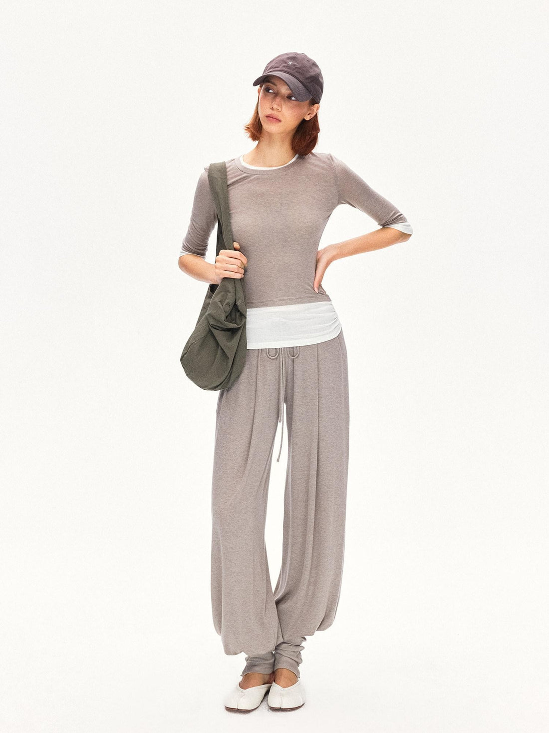 kvkv Oatmeal Pleated Detachable Sock Cuff Elastic Waist Women&