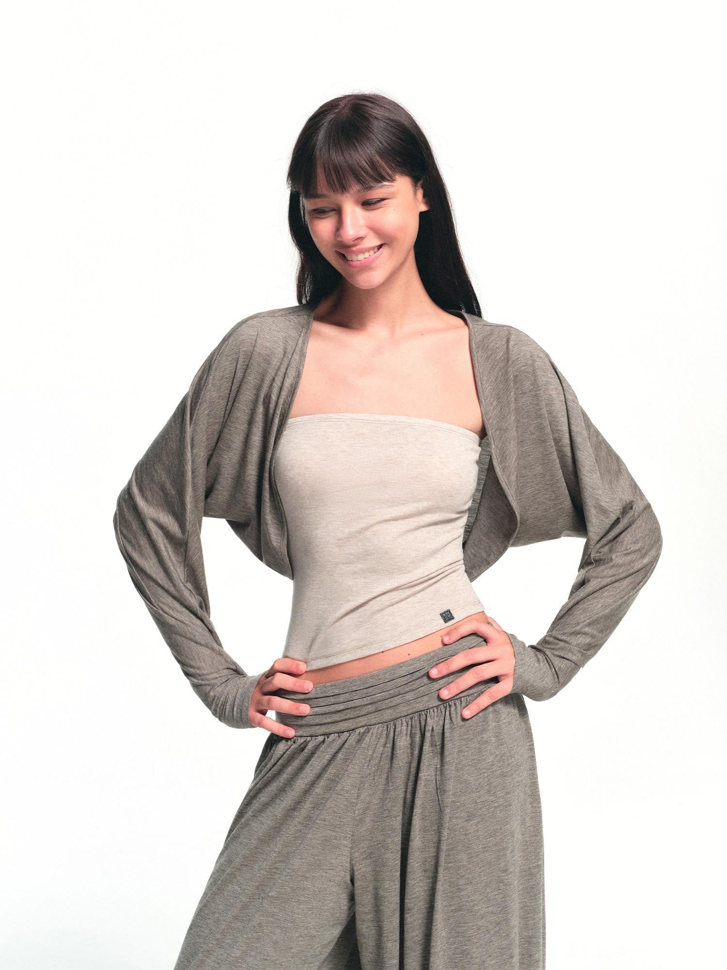 kvkv Oatmeal Sheer Cropped Cover Up Sporty Women&