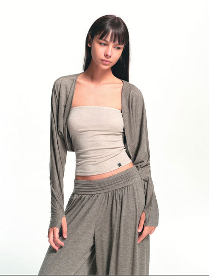 kvkv Oatmeal Sheer Cropped Cover Up Sporty Women&