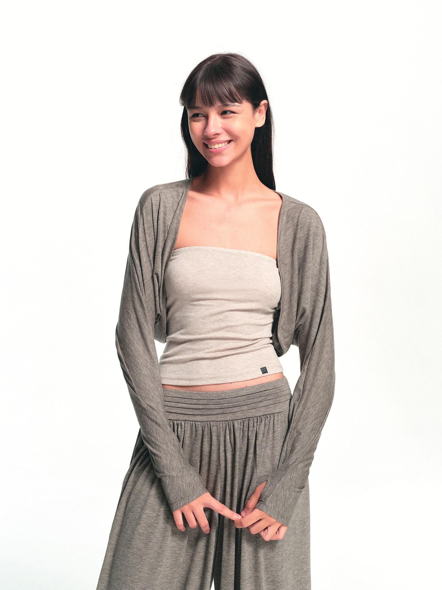 kvkv Oatmeal Sheer Cropped Cover Up Sporty Women&