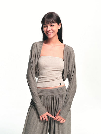 kvkv Oatmeal Sheer Cropped Cover Up Sporty Women&