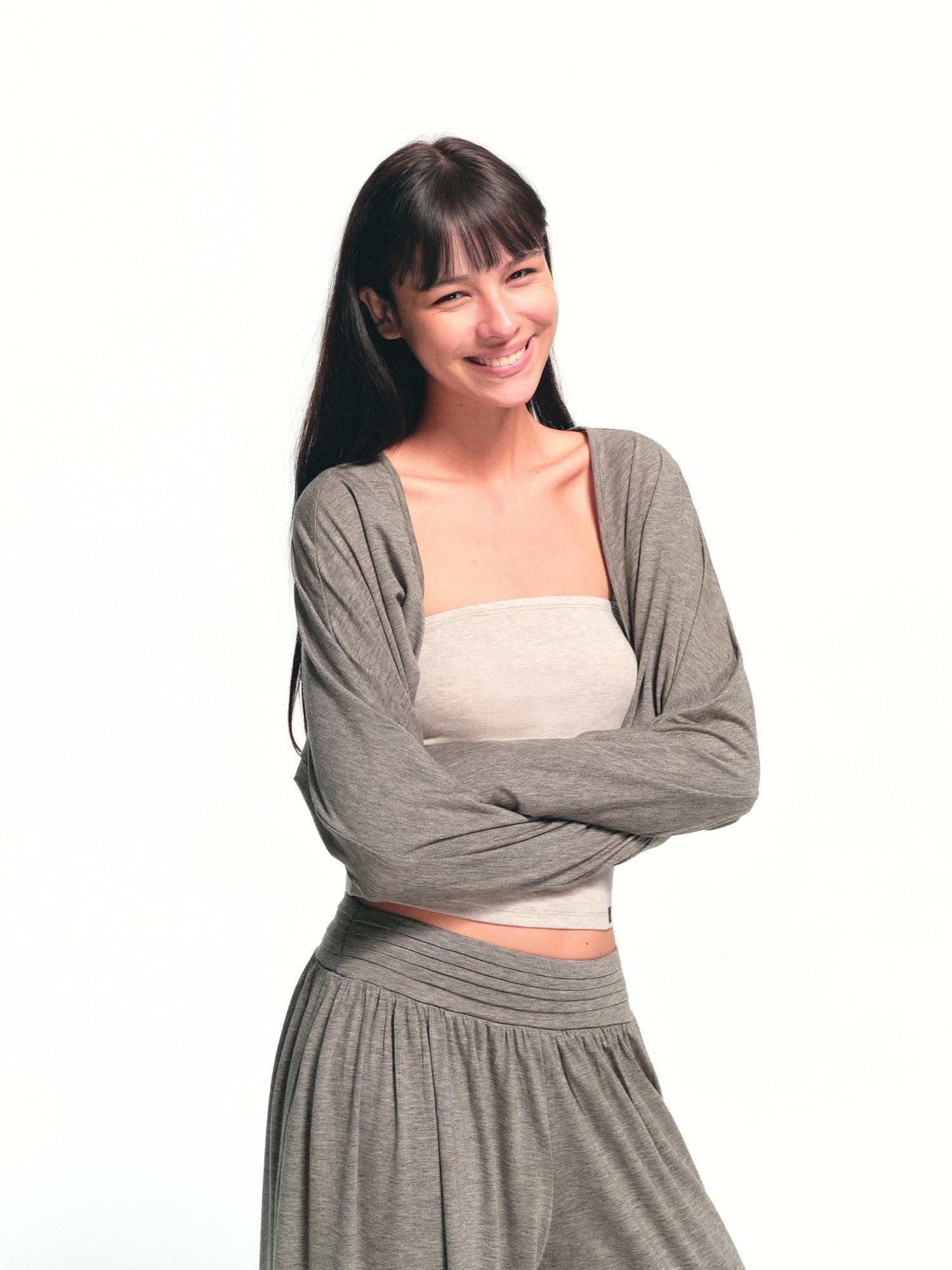 kvkv Oatmeal Sheer Cropped Cover Up Sporty Women&