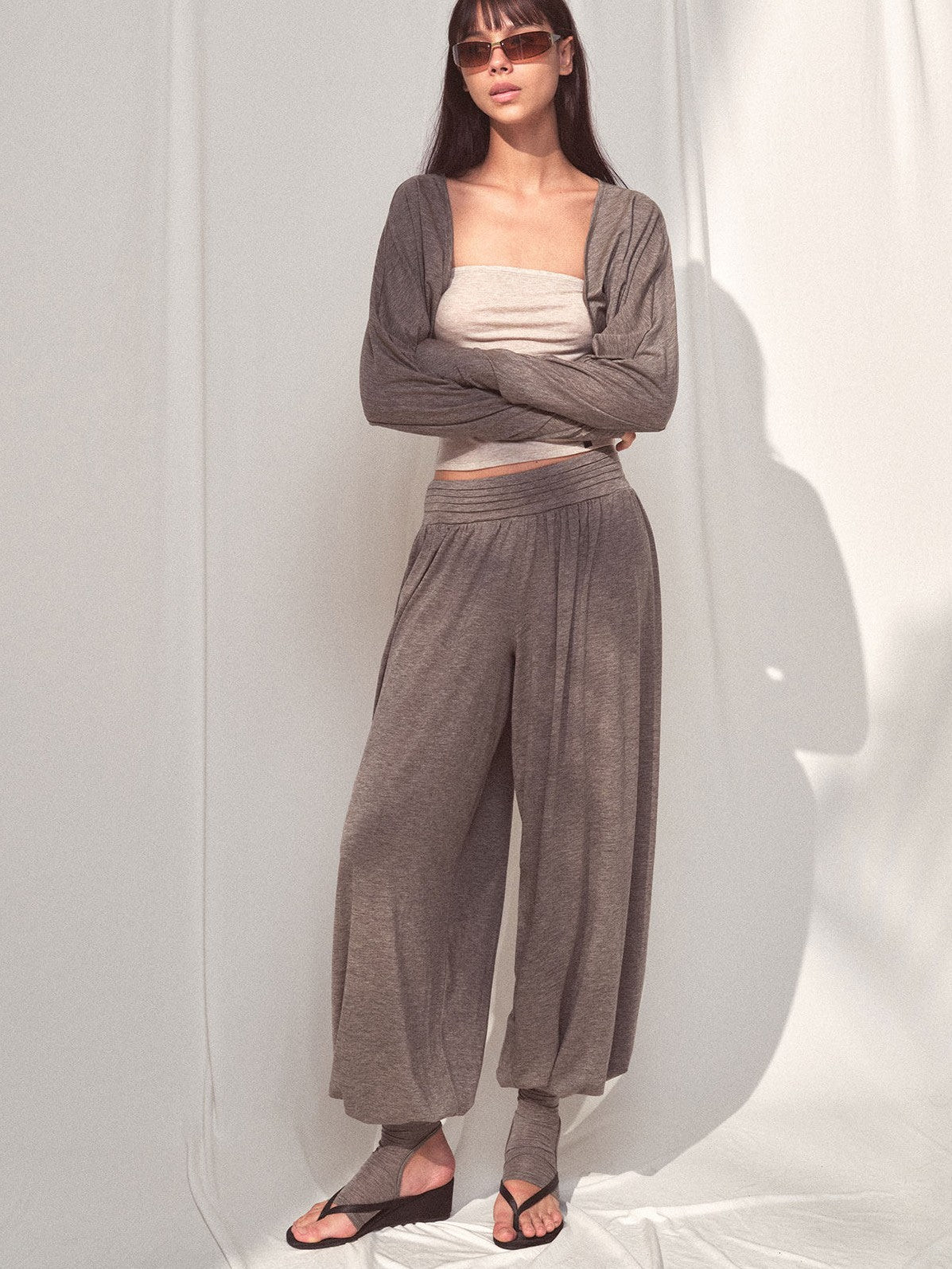 kvkv Oatmeal Sheer Cropped Cover Up Sporty Women&