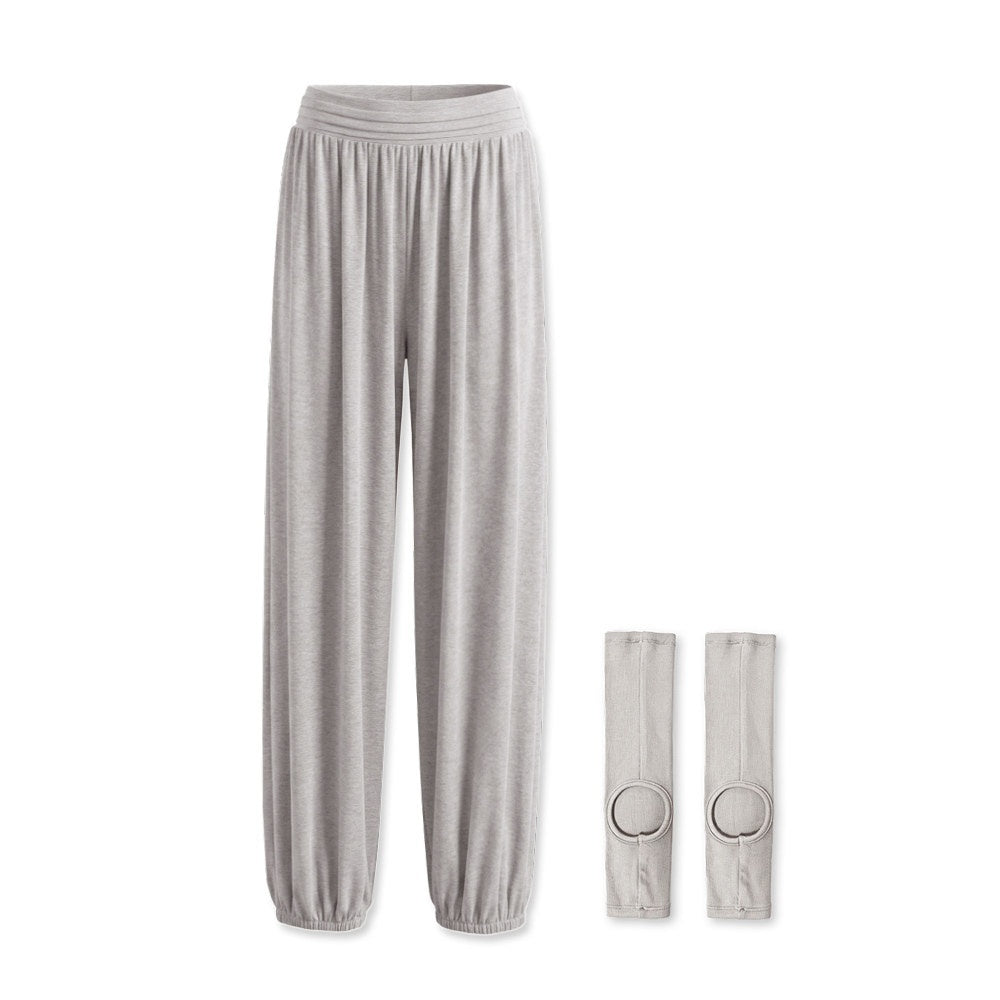 kvkv_Oatmeal_Slub_Detachable_Pleated_Wide_Waist_Women&