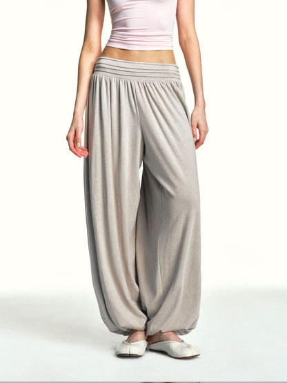 kvkv Oatmeal Slub Detachable Pleated Wide Waist Women&
