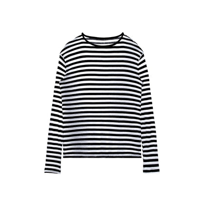 kvkv_Off_Shoulder_Black_And_White_Striped_Long_Sleeve_Top_MISSTT