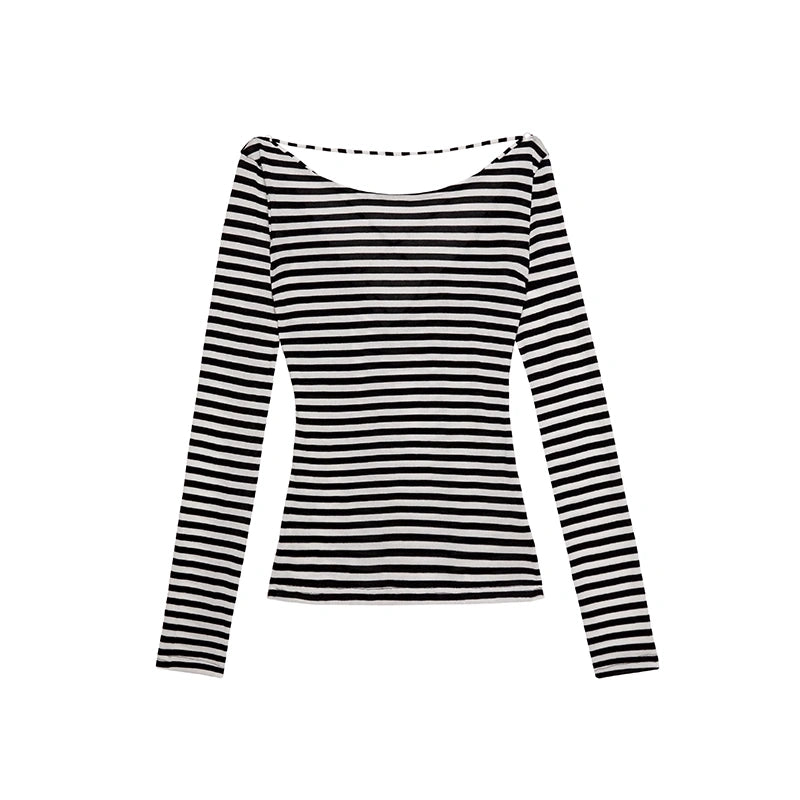 kvkv_One_Shoulder_Back_Tie_Striped_Slim_Fit_Long_Sleeve_Top_MISSTT