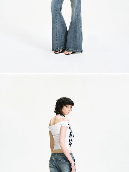 kvkv One Shoulder Striped Draped Neck Wrap Top