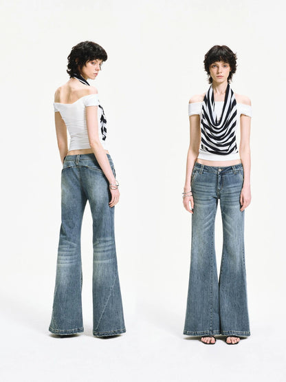 kvkv One Shoulder Striped Draped Neck Wrap Top