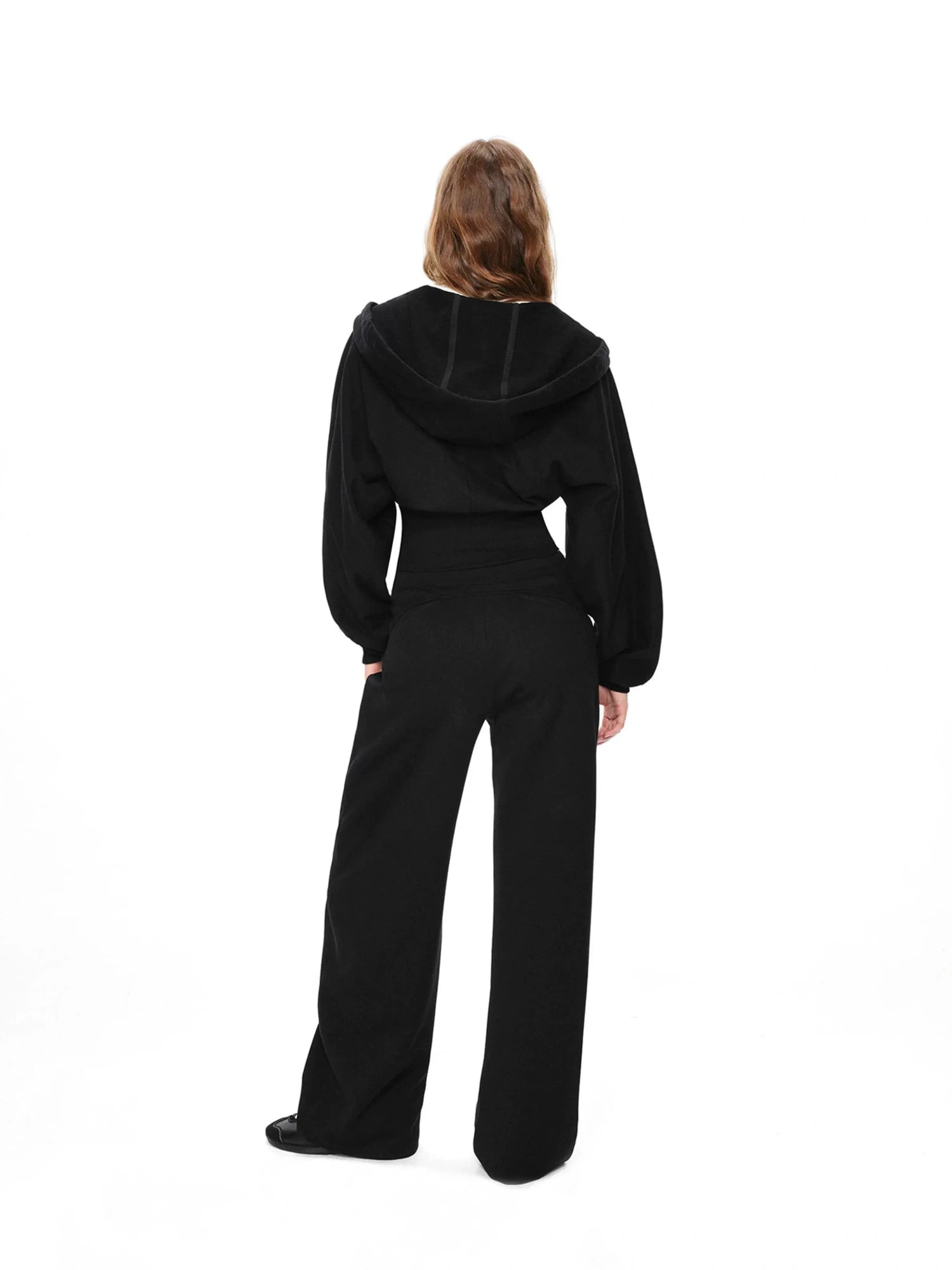kvkv Oversized Black Ribbed Zip Up Hoodie