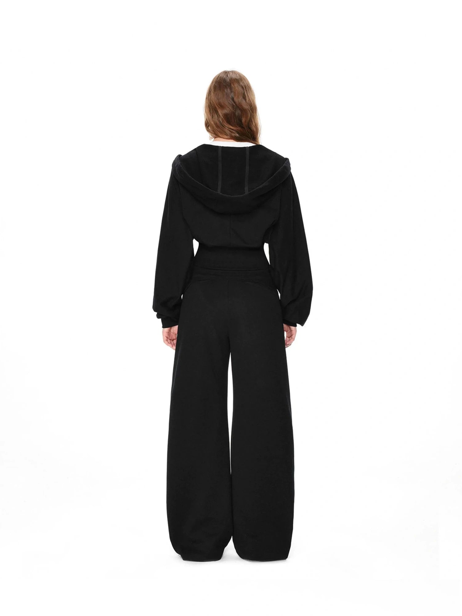 kvkv Oversized Black Ribbed Zip Up Hoodie