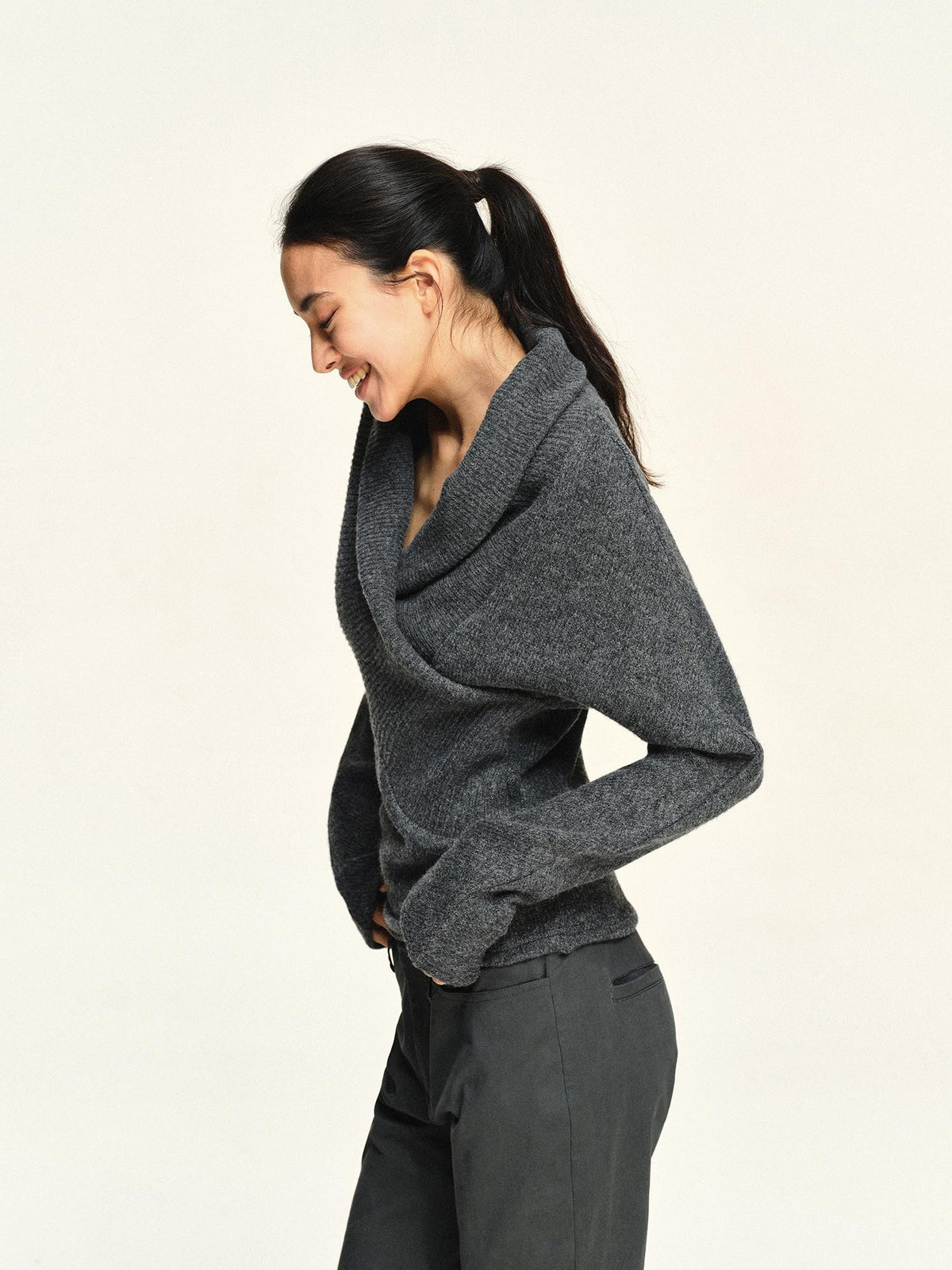 kvkv Oversized Color Blocked Wool Blend Big Lapel Long Sleeve Women&