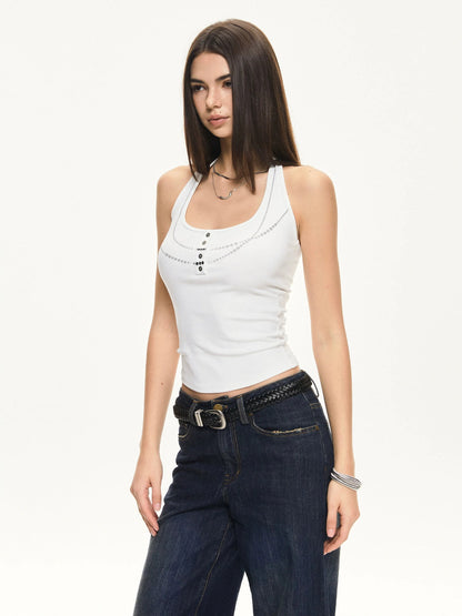 KVKV Yoga Clothing Brand - Pearl Print Halter Neck Fitted Camisole