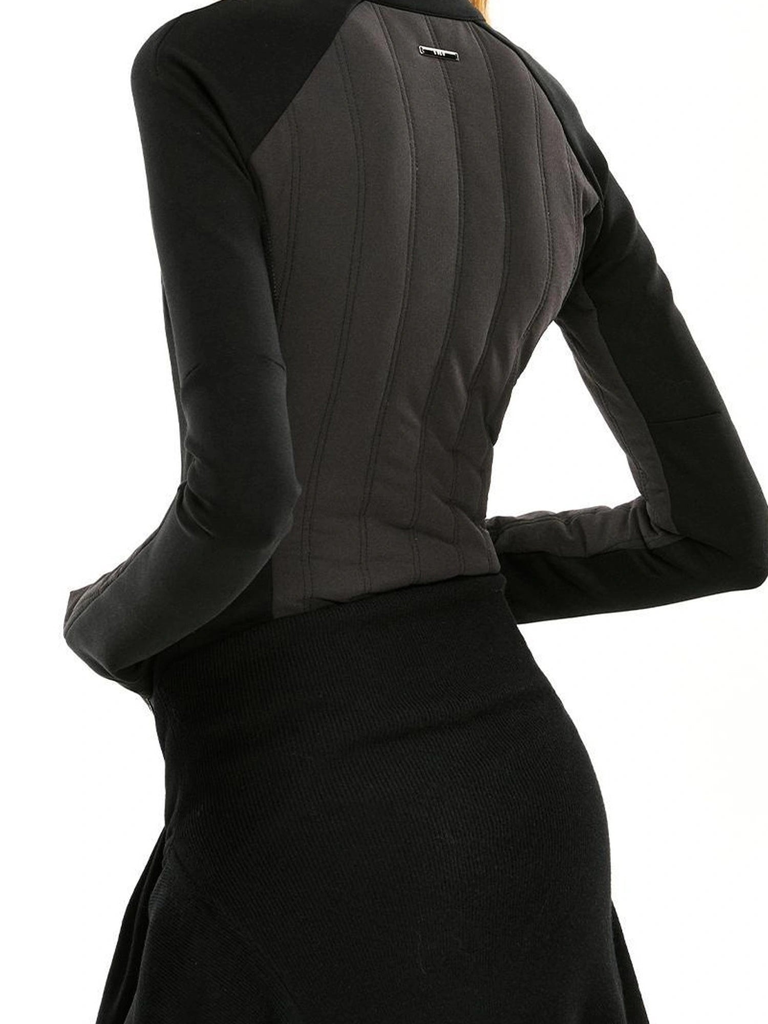 kvkv Performance Outdoor Yoga Quilted Patchwork Jacket V-neck T-shirt Long Sleeve